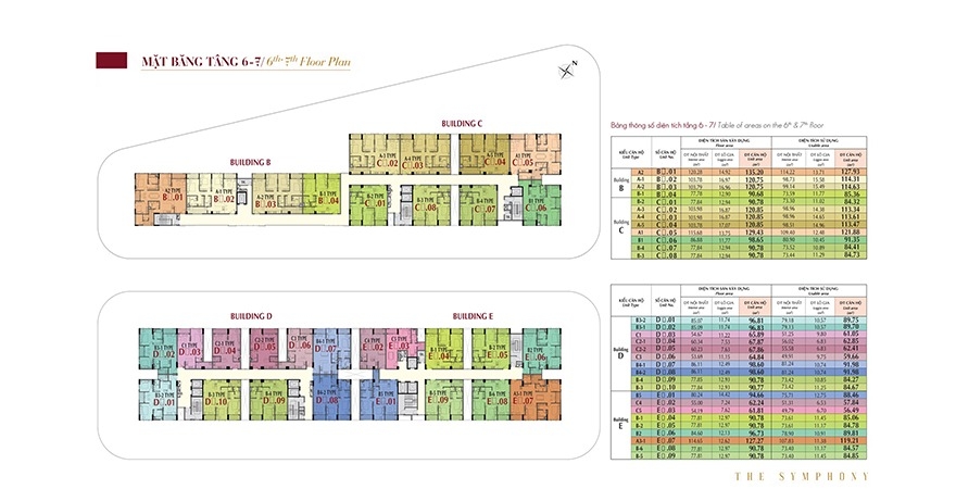 Mặt bằng tầng 6 7