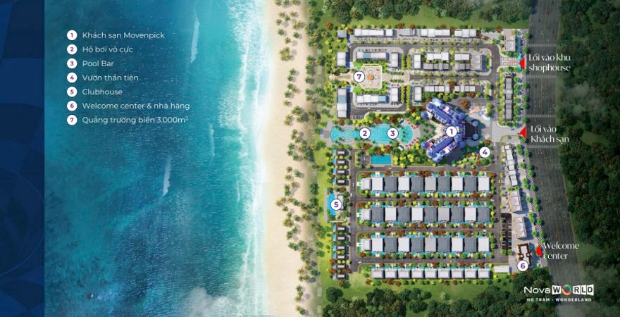 Mặt bằng tiện ích Wonderland Hồ Tràm