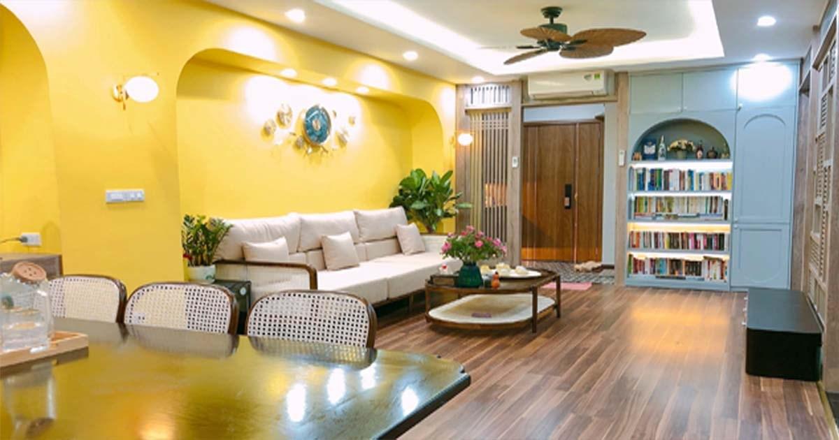 Cặp vợ chồng chi gần 1 tỷ để cải tạo lại căn hộ 138m² ở Hà Nội với gam màu vàng vô cùng bắt mắt