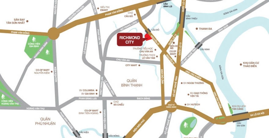 Vị trí căn hộ Richmond City Nguyen Xi De Capella