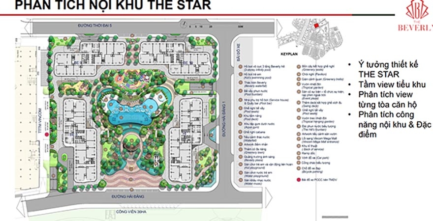 Mặt bằng tiện ích Vinhomes Grand Park - The Beverly Mặt bằng tiện ích Vinhomes Grand Park - The Beverly
